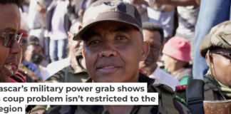 Madagascar’s military power grab shows Africa’s coup problem isn’t restricted to the Sahel region Military Col. Michael Randrianirina joins protesters as he announces that the armed forces are taking control of Madagascar on Oct. 14, 2025. AP Photo/Brian Ingang
